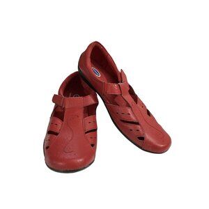 Dr. Scholl's  Women's  size 11 Red Leather Adjustable Strap Comfort Sandals shoe